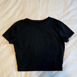 wild fable Black Short Sleeve Crop Top